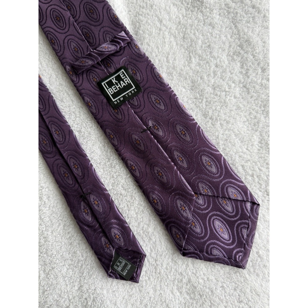 Ike Behar New York Lavender Large Floral Medallion Woven Jacquard 100% Silk Tie